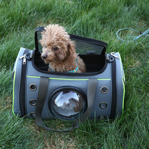 Transportín para Mascotas de Tela Oxford Gris con Verde Fluorescente, Tamaño Grande, Transpirable, para Perros y Gatos - Product Image 3