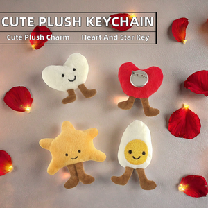 Lindo Regalo de Moda: Llavero de Mosquetón con Diseño de Animal de Peluche de Algodón PP Suave, Forma de Corazón y Estrella de Cinco Puntas - Product Image 2