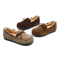 Chaussures de conduite classiques pour femmes en cuir véritable doublées, légères, respirantes, avec nœud mat