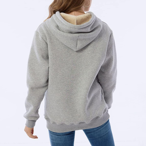 Sweat-shirt à capuche décontracté KingSen pour femme, en coton épais doublé polaire, coupe ample, chaud pour l'hiver - Product Image 5