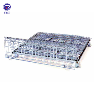 Paletas de almacenamiento de almacén plegables resistentes apilables de metal con rieles laterales - Product Image 4