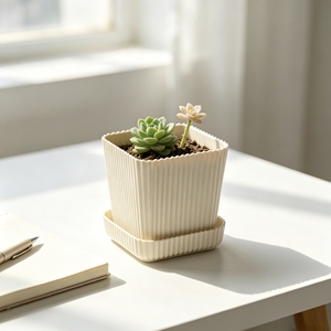 <span class=keywords><strong>Jardinière</strong></span> légère à rayures verticales carrées avec soucoupe assortie, pour intérieur, <span class=keywords><strong>rebord</strong></span> <span class=keywords><strong>de</strong></span> <span class=keywords><strong>fenêtre</strong></span> ou table - Product Image 5