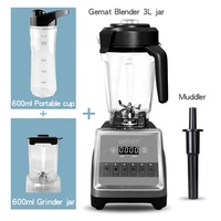 Mixeur-Blender Hachoir Multifonction 3-en-1 avec Écran Tactile et Boîtier en Plastique pour Cuisine Commerciale et Préparation de Glaces et Aliments