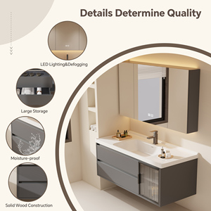 <span class=keywords><strong>Mobile</strong></span> <span class=keywords><strong>Bagno</strong></span> con Lavabo - <span class=keywords><strong>Mobile</strong></span> <span class=keywords><strong>Bagno</strong></span> Moderno Minimalista Sospeso con Specchio Antiappannamento Intelligente, <span class=keywords><strong>Mobile</strong></span> in Legno Massello - Product Image 5