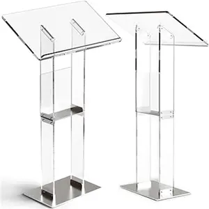 Modern Fashion Acrylic L-Shaped Cashier Desk Acrylic Transparent Computer Book Standing Stand for Office Speech Cashier Desk