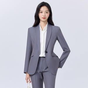Women's Suit Set Gray Wool <b>Blend</b> Anti-Wrinkle Professional Workwear Commute Style - Product Image 4