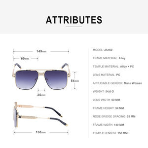 Partagas แว่นกันแดดแฟชั่นสำหรับผู้ชายแว่นกันแดด UV400ทรงสี่เหลี่ยมขนาดใหญ่ดีไซน์เนอร์ทันสมัยออกแบบโลโก้ได้ตามต้องการ - Product Image 6