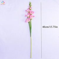 Bunga Gladiolus Buatan dari Kain Sutra dengan Sentuhan Nyata, Tangkai Bunga Palsu untuk Dekorasi Rumah dan Pernikahan