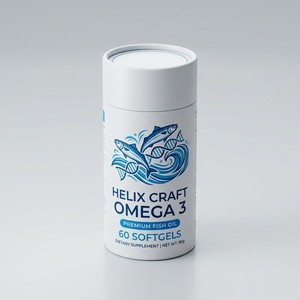 Boîte ronde en carton rigide avec bouton résistant aux enfants, personnalisée, pour l'emballage des capsules de suppléments d'huile de poisson Omega, logo personnalisé - Product Image 1