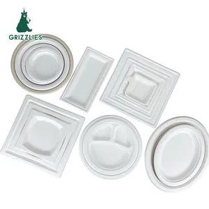 Customized 100% Raw Material Compostable 6 7 9 10 Inch Party Disposable Sugarcane Bagasse Paper Plate
