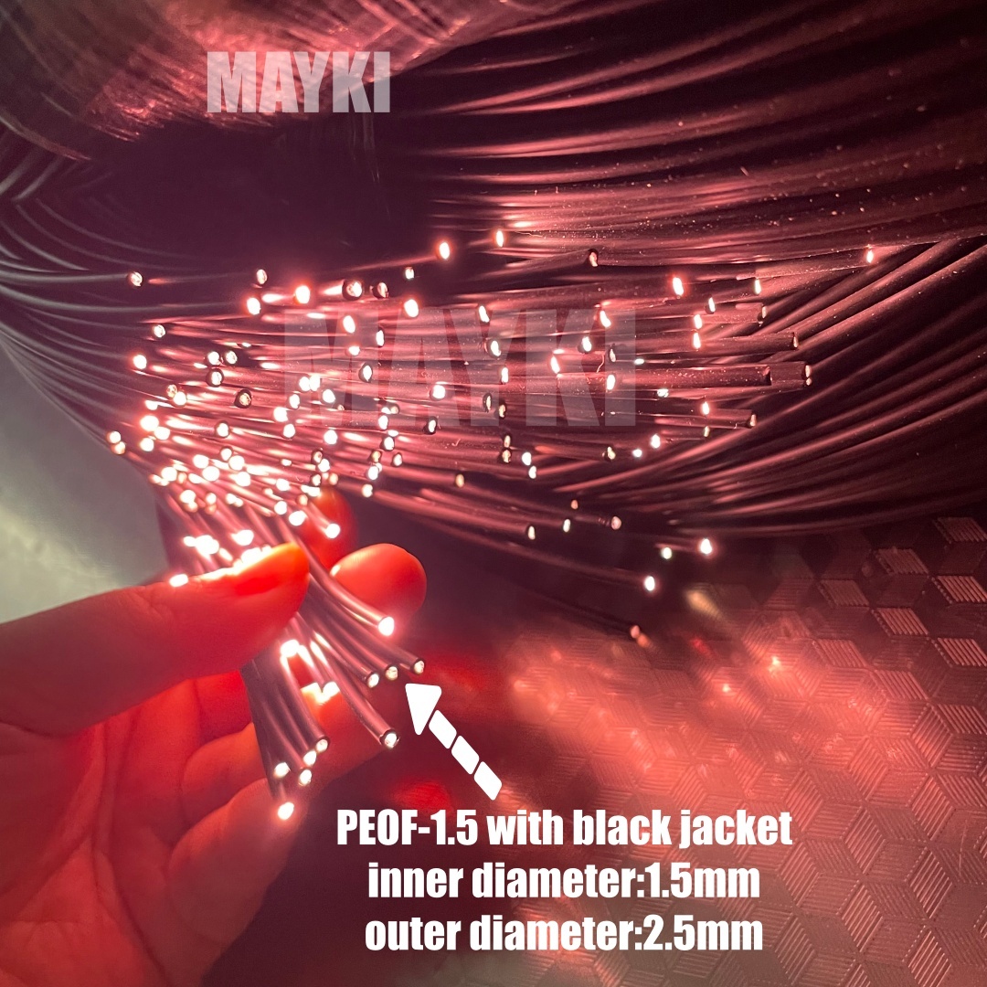 Single Core Pool Fiber Optic Star Lighting Cable PMMA Plastic Optic End Glow Fiber Cable Lights With Black Jacket