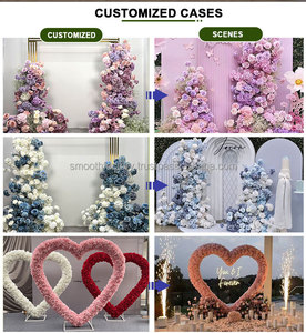 LEDA - Fondo de Boda Personalizado, Camino de Flores Rosadas Hecho a Mano, Arco de Rosas Blancas - Product Image 6