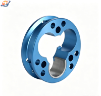 Bague en aluminium usinée CNC sur mesure, anodisée bleue, avec alésage de clavette de précision, OEM ODM acceptés