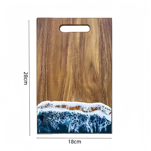Tabla de Cortar de Cocina Duradera Hecha a Mano con Madera de Acacia y Resina con Diseño de Río Oceánico, Superficie Aceitada, Grado Alimenticio para Servir <span class=keywords><strong>Queso</strong></span> - Product Image 3