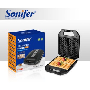 Machine <span class=keywords><strong>à</strong></span> sandwich Sonifer SF-6200 1400W avec grilles interchangeables antiadhésives, chauffe rapide, idéale pour le petit-déjeuner <span class=keywords><strong>à</strong></span> la maison, au café ou au restaurant - Product Image 3