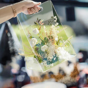 高档手工花袋便携式透明亚克力永生花包装盒带手柄涂漆 - Product Image 3
