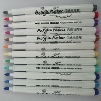 Marqueurs d'art acryliques OUTAE 12 couleurs, pointe feutre, encre permanente, encre colorée, plastique PP, ensemble de marqueurs liquides directs pour artistes peintres