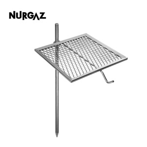 Barbecue NURGAZ 37x37x70cm, portable, pour camping en extérieur, avec grille en fer, couleur argent - Product Image 5