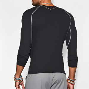 Men's Lightweight <b>Spring</b> Gym T-Shirt Custom Printing <b>Compression</b> Fitness OEM Blank Sportswear Seamless Plus Size Running Active - Product Image 3