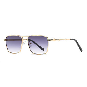 Lunettes de soleil unisexes en métal, monture carrée, protection UV400, type 3, verres PC, monture noire, pour la conduite et les activités de plein air - Product Image 1
