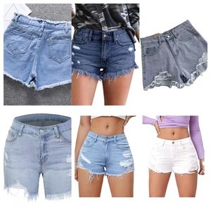 Women's High Waist Denim Shorts Distressed <b>Ripped</b> Solid Color Casual Summer <b>Jeans</b> <b>Skinny</b> Fit Blue Black <b>White</b> Button Front - Product Image 5
