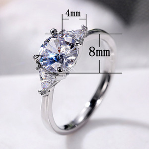 Bague en or blanc avec diamant taille cœur 2 carats, bijoux de fiançailles pour femmes - Product Image 3