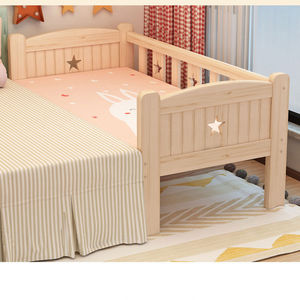 Modern Single Girl Widened Frame Kids' <strong>Cribs</strong> Solid Wood Stitch <strong>Big</strong> Bed Children Spliced Bed with Stairs - Product Image 5