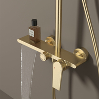 Ensemble de robinetterie de salle de bain en or brossé, colonne de douche avec pomme de douche, ensemble de douche de pluie pour salle de bain