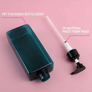 Flacon de shampoing carré en plastique PET écologique de 400 ml, distributeur de savon à pompe à pression pour hôtel, usage domestique, design moderne - Product Image 3