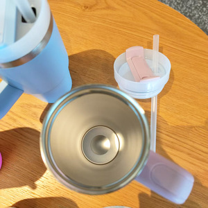 Stainless Steel Tumbler 14oz With Straw And Handle For Travel And Car Use - Product Image 4