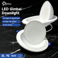 Plafonnier LED encastré orientable 6 pouces avec veilleuse, variateur DIP, 5 températures de couleur sélectionnables, double puissance 12W+3W, norme américaine