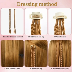 Tresse de perruque synthétique à trois brins avec clip <span class=keywords><strong>BB</strong></span> Clip de perruque de tresse d'usure quotidienne pour les femmes Clip de 22 pouces dans l'extension de cheveux de tresse - Product Image 5