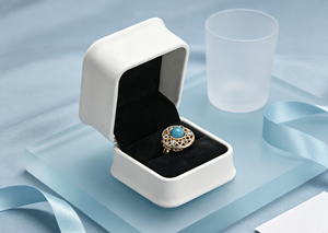 XINYUAN High-End Magnetic Closure Flip <b>Ring</b> <b>Box</b> with Handle Paperboard Liner Four-Color Printing Gold Foil Ribbon Accessories - Product Image 2