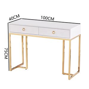Mesa de consola de madera MDF de acero inoxidable, alta calidad, para sala de estar o pasillo, metal blanco - Product Image 2