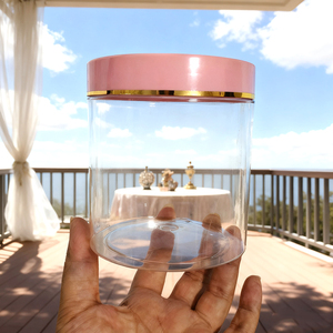 Envase Redondo de Plástico PET Rosa para Crema Cosmética de 300G <span class=keywords><strong>500G</strong></span> para Mascarilla Facial, Champú, Loción, con Tapa de Rosca - Product Image 1