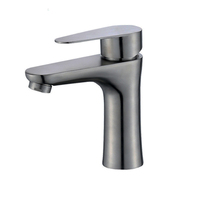 Robinet de lavabo moderne noir mat en acier inoxydable 304 sans plomb, mitigeur de salle de bain à poser sur le comptoir pour projets hôteliers et commerciaux