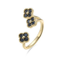 Élégant et luxueux, en cuivre incrusté de zircon coloré, trèfle à quatre feuilles porte-bonheur, pétale de fleur exquis super brillant, cadeau de mariage ouvert