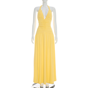 Viviblook J26DS080 Nouvelle Robe Longue de Soirée pour Femme Printemps-Été, Col en V, Dos Nu, Sans Manches, Fendue - Product Image 1