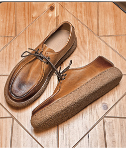 Primavera nuova pelle morbida abiti da lavoro Casual <span class=keywords><strong>scarpe</strong></span> in pelle punta tonda stringate moda tacco piatto <span class=keywords><strong>scarpe</strong></span> da uomo fatte a mano da uomo - Product Image 3