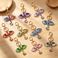 Porte-clés Dragon Émaillé Multicolore, Dragon Volant Fantastique, Anneau de Clés en Métal, Pendentif de Sac, Breloque, Cadeau