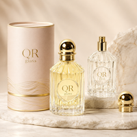 Vente flash - Flacon de parfum rond de 50 ml, 100 ml, 30 ml, flacon de parfum vide avec emballage boîte et couvercle doré, étiquette métallique personnalisée