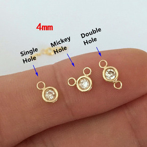 고품질 14k 금은 팔찌 만들기를 위한 두 배 구멍 편평한 뒤 지르콘 매력 펜던트를 채웠습니다 - Product Image 5