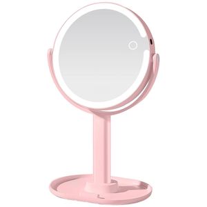 Personalized Desktop Cosmetic <b>Mirror</b> <b>with</b> Magnetized Eyelash Holder 360 Degree Rotation Rechargeable <b>Lighted</b> - Product Image 1