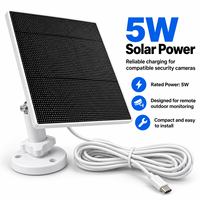 Panneau solaire 5W 5V à câble long pour caméra de sécurité, alimentation extérieure ETFE avec Type-C et base de montage réglable