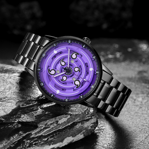 Drop Shipping Creative Sharingan Rotating Quartz Sports <b>Watch</b> Seiko Movement 22mm Band Alloy <b>Case</b> Black Unisex Gift - Product Image 5