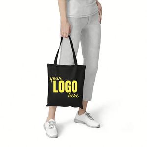 Sac fourre-tout en toile de coton réutilisable et pliable personnalisé, avec logo imprimé, sacs de courses vierges recyclables en calicot - Product Image 2