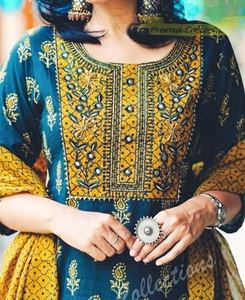 ชุดสูทคุณภาพพรีเมี่ยมสำหรับผู้หญิงผ้าคอตตอนแท้ปักลายสไตล์อินเดีย - Product Image 3