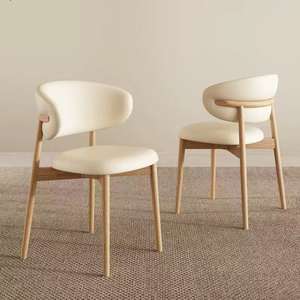 Modern Scandinavian Solid Wood Dining Chair with Faux Leather Upholstery and <b>Backrest</b> for Living Room and Dining Space - Product Image 1