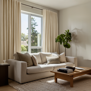 ستائر عازلة للصوت ومقاومة للماء بمظهر الكتان، ستائر معتمة مقاومة للحريق وعازلة للحرارة بتصميم عصري، بيع مباشر من المصنع - Product Image 2