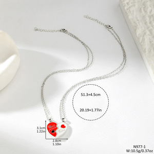 <b>Best</b> <b>Friend</b> Heart Magnetic Pendant <b>Necklace</b> Silver Chain Unisex Gift Jewelry Style 1 2 3 <b>4</b> 5 - Product Image 2